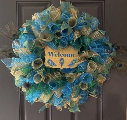 Welcome Peacock Wreath