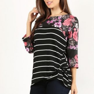 Black Floral Printed Tunic Top