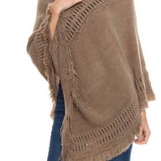 Asymmetrical Poncho with Fringe Hem