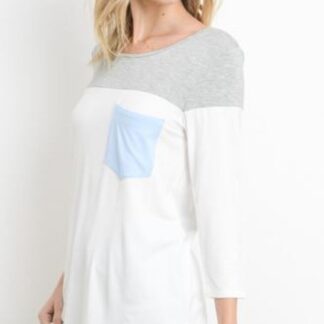 Color Block 3/4 Sleeve Knit Tunic Top