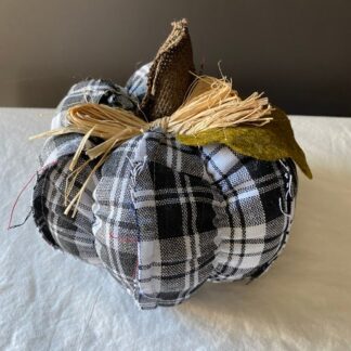 7" Black & White Buffalo Plaid Pumpkin