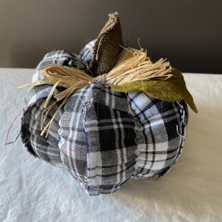 7" Black & White Buffalo Plaid Pumpkin