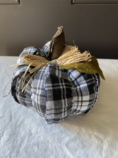 7" Black & White Buffalo Plaid Pumpkin