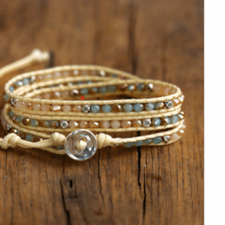 Bohemian Stone Leather Wrap Bracelet