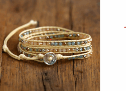 Bohemian Stone Leather Wrap Bracelet
