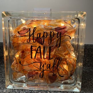 Happy Fall Y'all Glass Block