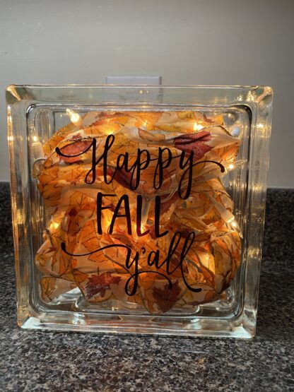Happy Fall Y'all Glass Block