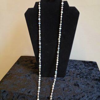 Pearl, Silver and Gray Necklace with Earrings