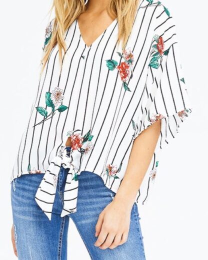 Ivory White Floral Print Top