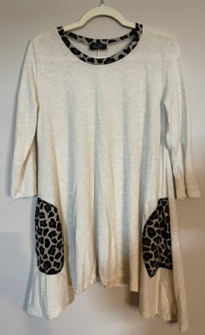 Leopard Trim Cream Top