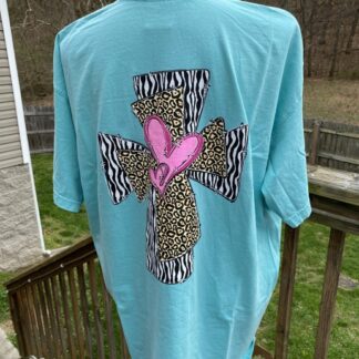 SC Animal Print Cross w/ Heart T-shirt