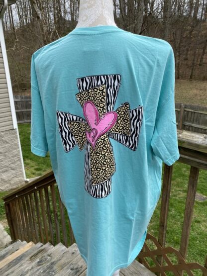 SC Animal Print Cross w/ Heart T-shirt