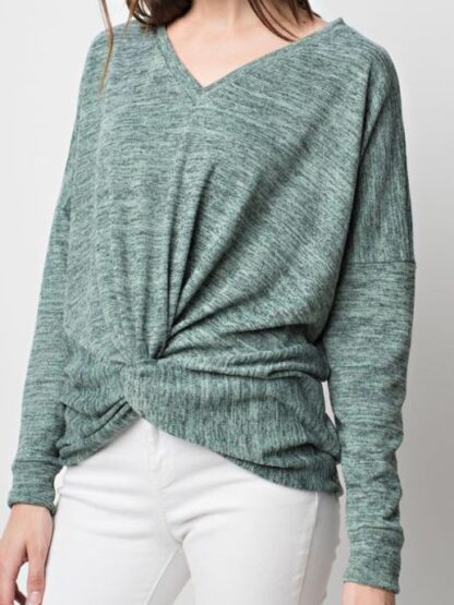 Sage Front Twist Knot Top